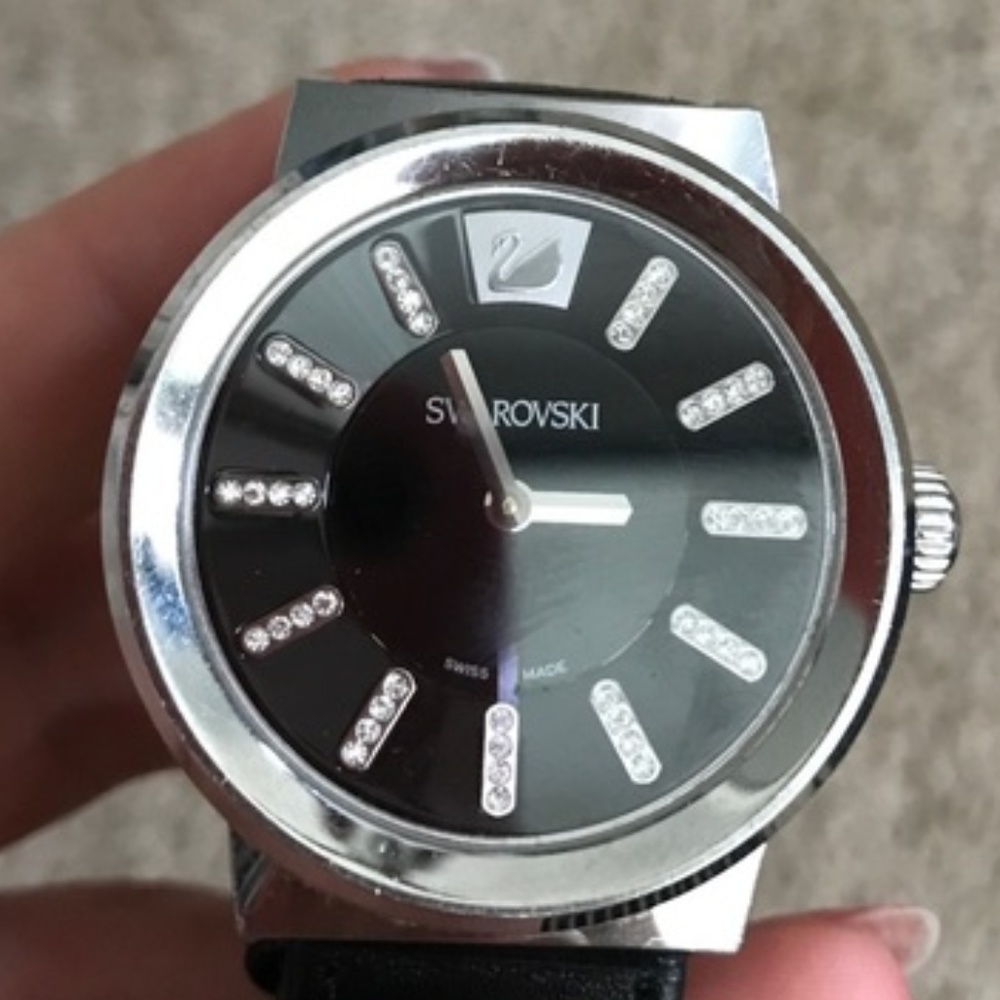 Swarovski Silver and Black Women's Watch